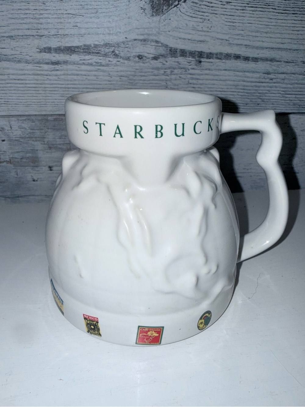 Vintage 1997 Starbucks "Around the World" 3D Globe Travel Mug with Lid Excellent